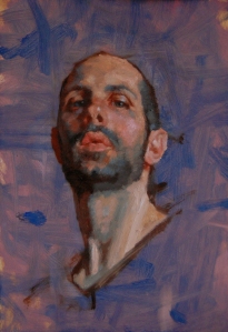 KDUNN - self portrait 2012 sketch - 6x8- oil on board